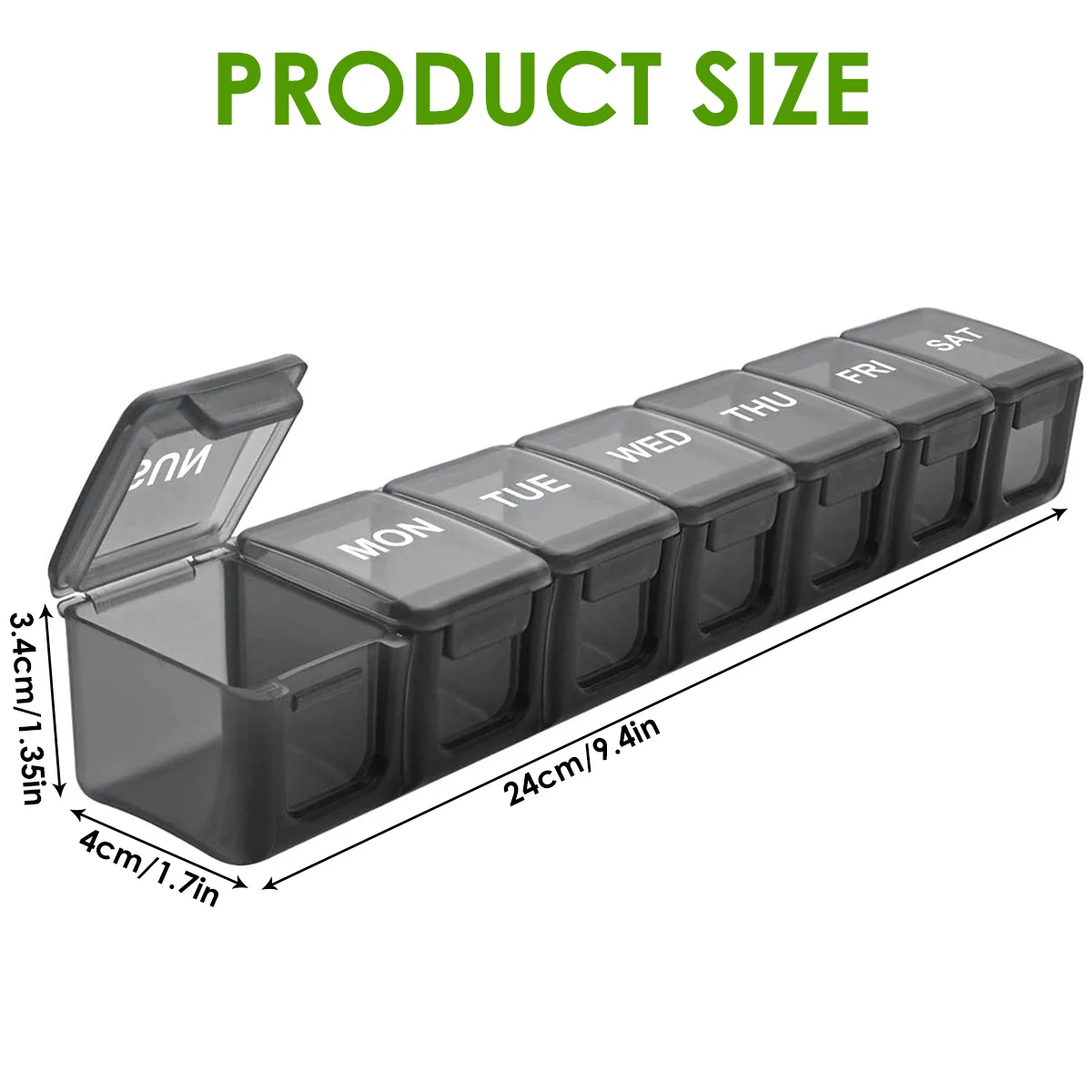 Portable AM/PM Pill Organizer for Tablets, Vitamins, and Supplements