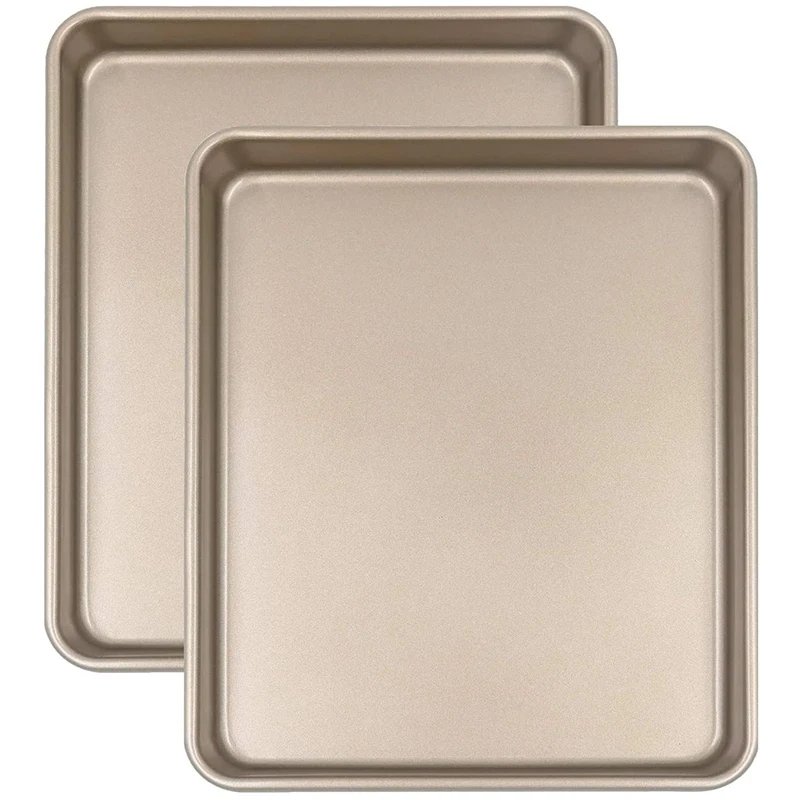 

11 Inch Baking Sheets For Oven Set Of 2,Nonstick Toaster Oven Pans Heavy Gauge Steel 11X9 Inch Cookie Sheets For Baking