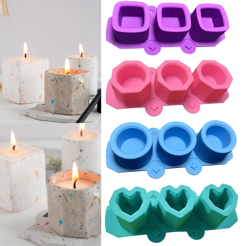 Silicone Mold 3 Holes Round Concrete Planter DIY Flowerpot Ice Cup Gypsum Resin Mold Candle Can Making Home Decoration flower silicone mould silicone mold