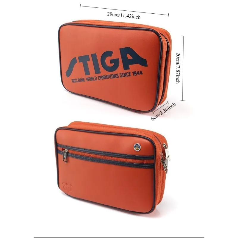 100% 오리지널 Stiga 탁구 라켓 PU 커버 스포츠 가방 탁구 배트 라켓 스포츠 케이스 CP-5W31