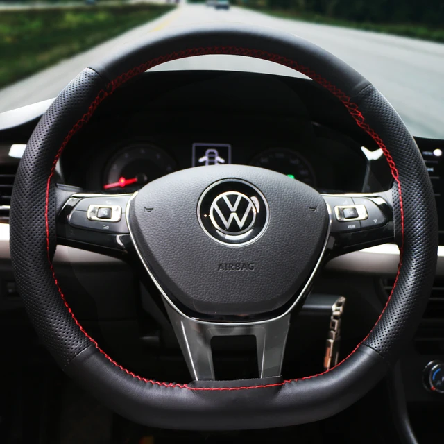 Nappa Leather Car Steering Wheel Cover With Needles Thread Universal 38cm Durability Auto Steering Covers DIY Car Accessories