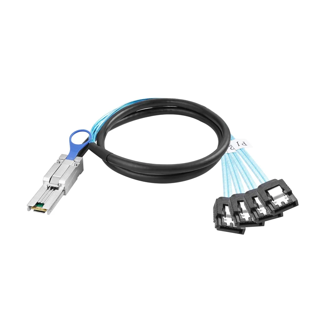 

Mini SAS 26Pin (SFF-8088) Male to 4 SATA 7Pin Female Cable, Mini SAS Host/Controller to 4 SATA Target/Backplane, 1M / 3.3FT