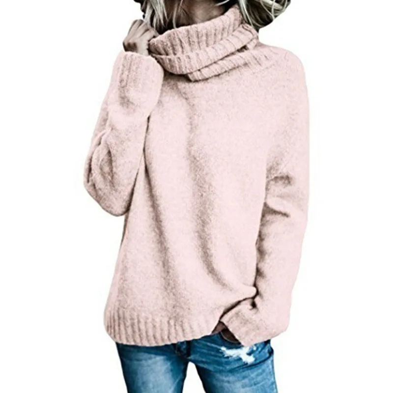 

Women's Sweater 2023 Autumn Winter New Turtleneck Solid Color Warm Loose Fashion Large Size Knit Sweater