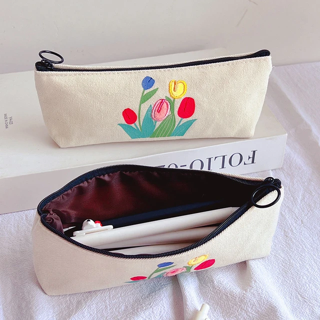 Kawaii Canvas Pencil Pouch (Pins included) – Hanarii