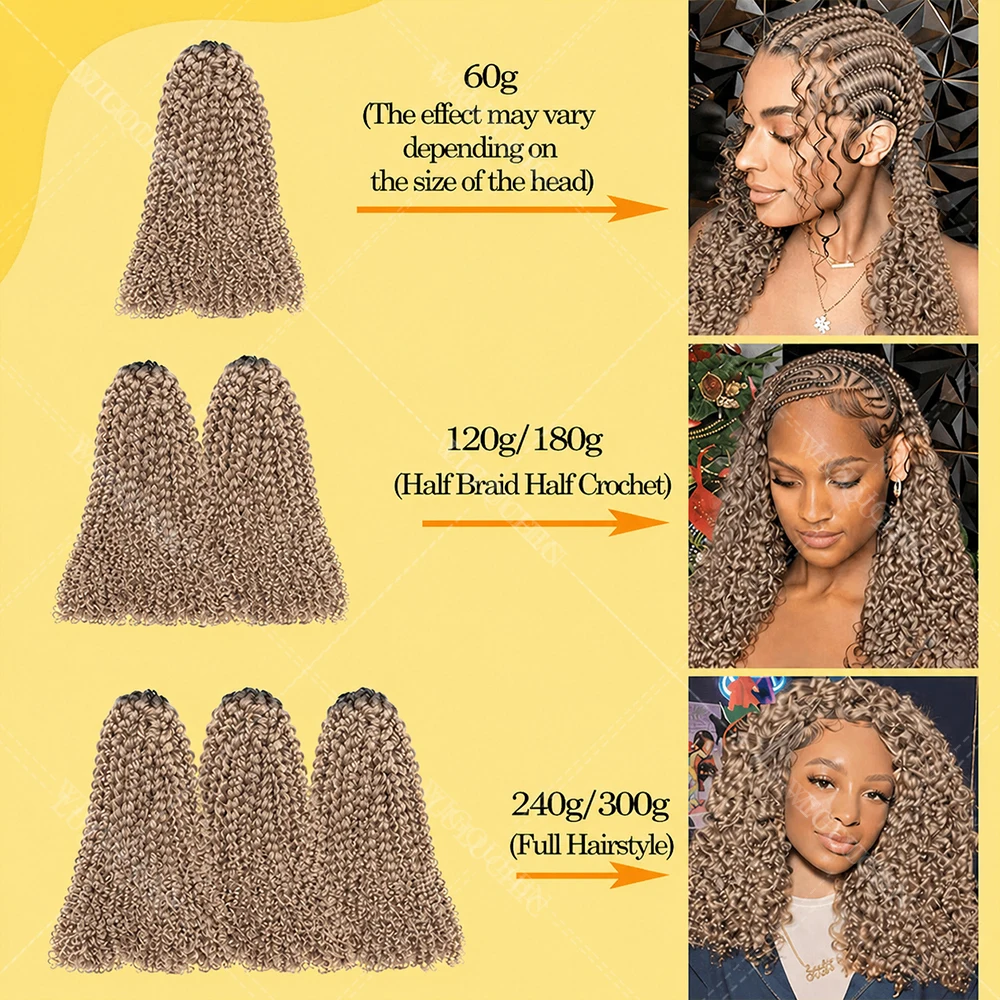 15A Blonde Color Kinky Curly Feather Crochet Human Hair For Boho Braids Small Spirals Curly Miracle Knots Crochet Hair Extension 4
