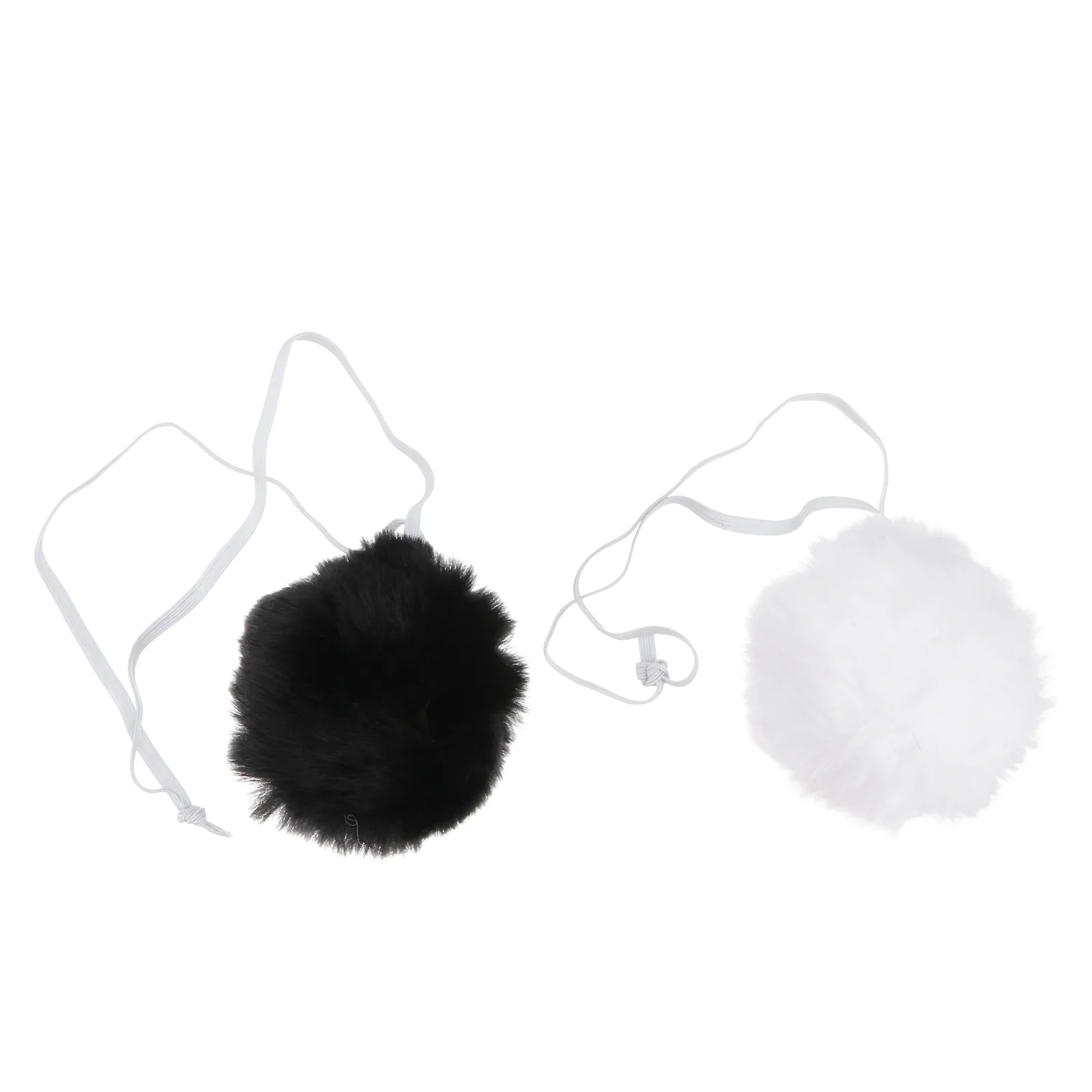 

2 Pcs Rabbit Tail Pompom Goth Lolita Black Bunny Tails Clothes Cosplay Prop Big