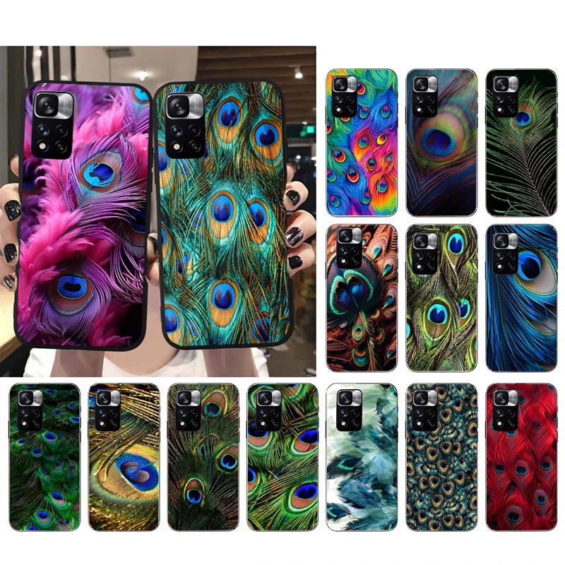 

Peacock Feathers Phone Case For Xiaomi Redmi Note 13 12 Pro 11S 11 10 Pro 10S Note 12R 12S 12 Pro Redmi 10 12