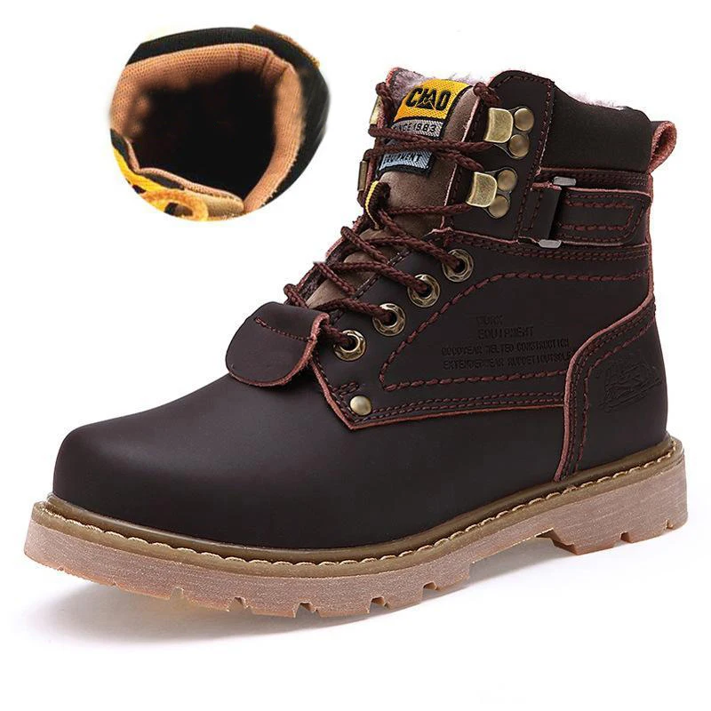 

Outdoor Oversized Autumn and Winter Men's British Warm High Heatness Thick Sole Elevated Martin Boots Snow Boots Cotton Shoes