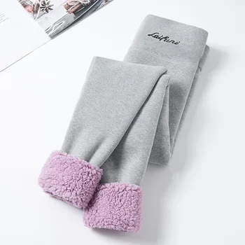 Thickened and Padded Warm Bottoms Winter Women's Outside Wear High-Waisted Peach Hip Solid Color Elastic Threaded Cotton Pants 6