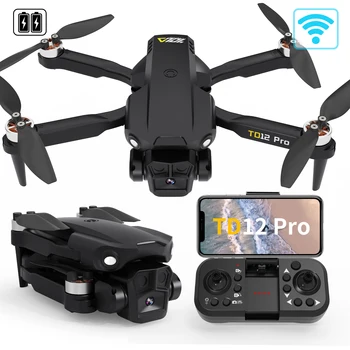 Drone FPV WIFI TD12Pro 5GHz con telecamera HD 1080p, 2 batterie 360 °   Flip RC Quadcopter Motore Brushless Professionale UAV CO