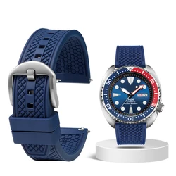 Universal Men's Silicone Dive Watch Strap - Fashionable Waffle Design in 20mm and 22mm Options - 22mm (Blue silver buckle)