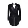 Slim Fit Men's Three Pieces Swallow-Tailed Suit Double Breasted Peak Lapel Blazer Vest Pants Wedding/Business Groom Tuxedos