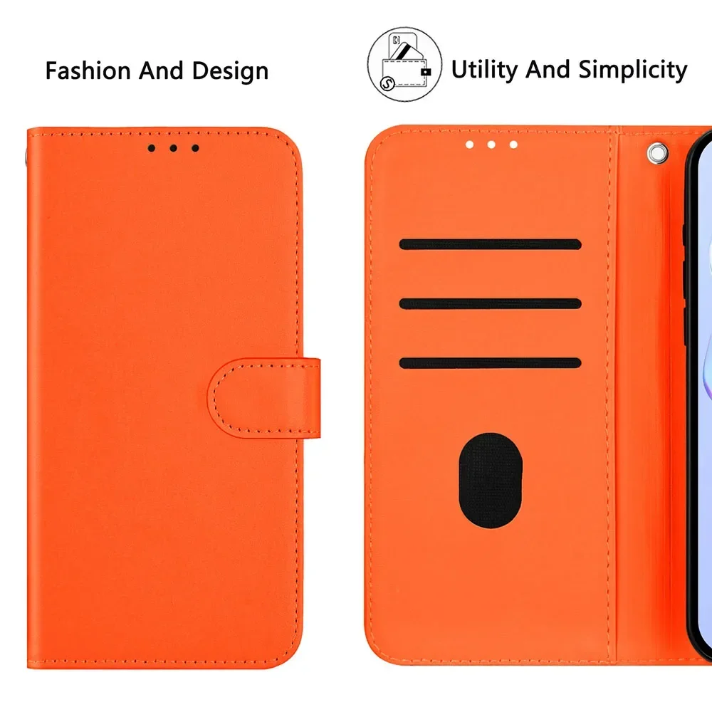 Classic Solid Color Leather Flip Wallet Phone Case