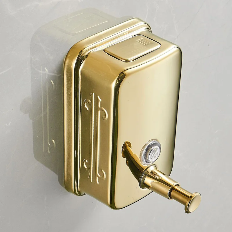 

. 500ml Luxuy Gold Color Stainless Steel Wall Mounted Liquid Shower Soap Dispenser Bathroom Shampoo Soap Box YT2013G