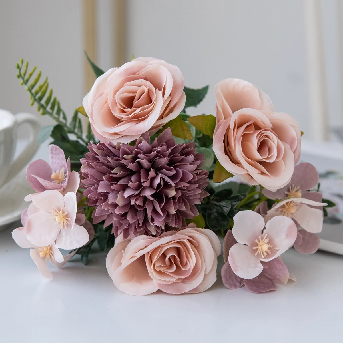 Vintage Silk Rose and Peony Bouquet for Wedding and Home Decor