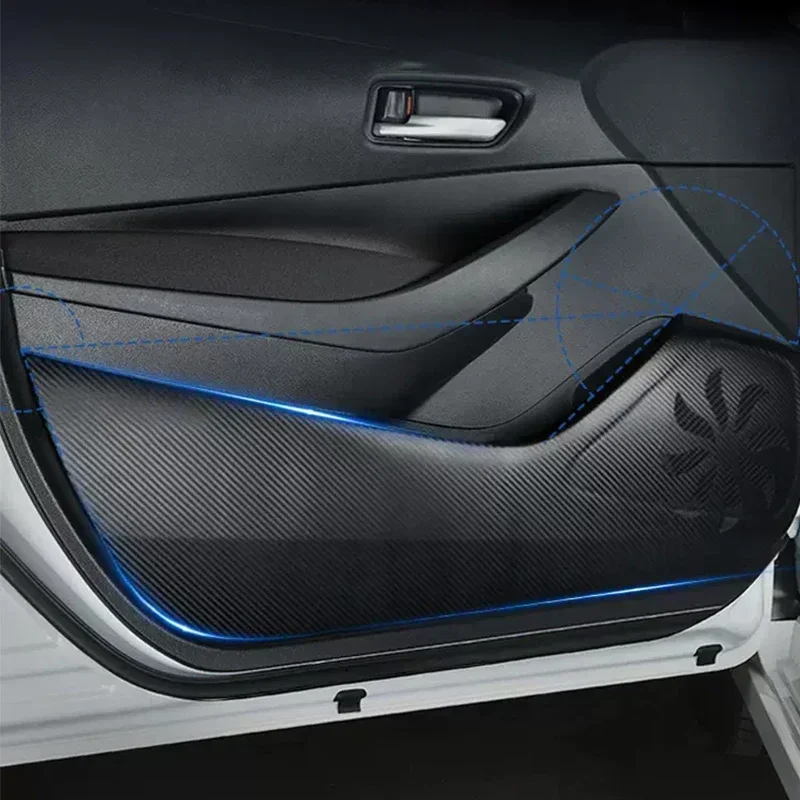 새로운 Kia EV6 2022 2023 가죽 소재 도어 안티 킥 패드 안티 스크래치 및 단계 보호 필름