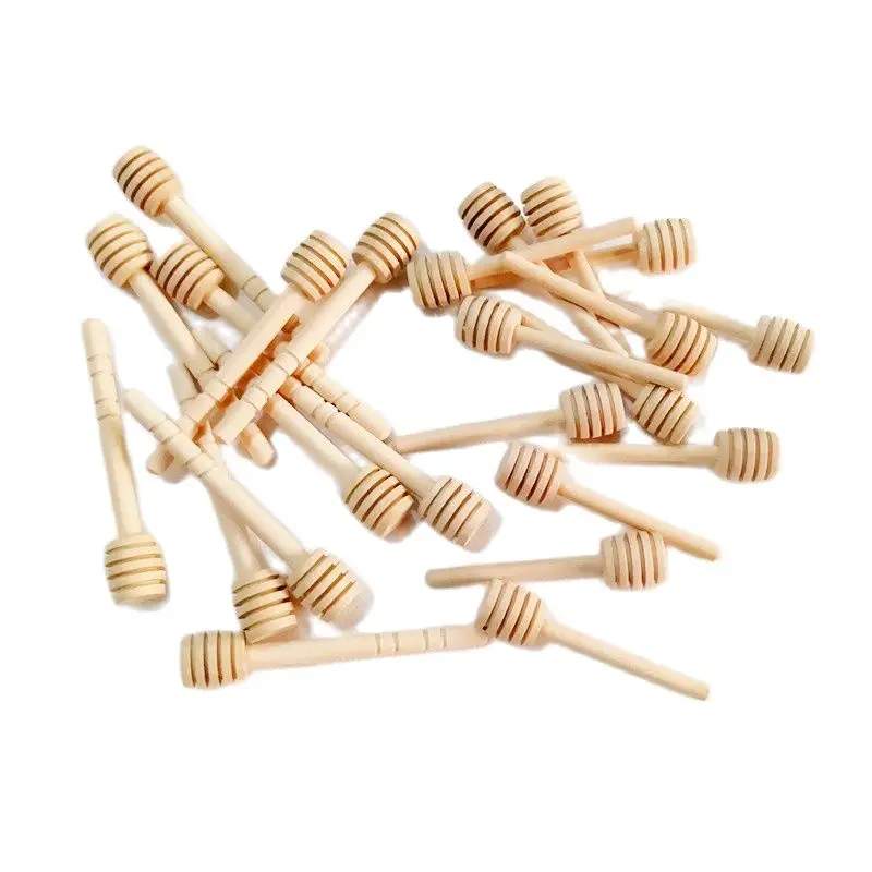100pcs 8cm 10cm Mini Wooden Honey Stick Extractor Jar Wood Honey Dipper Party Supply,glass honey dipper sticks