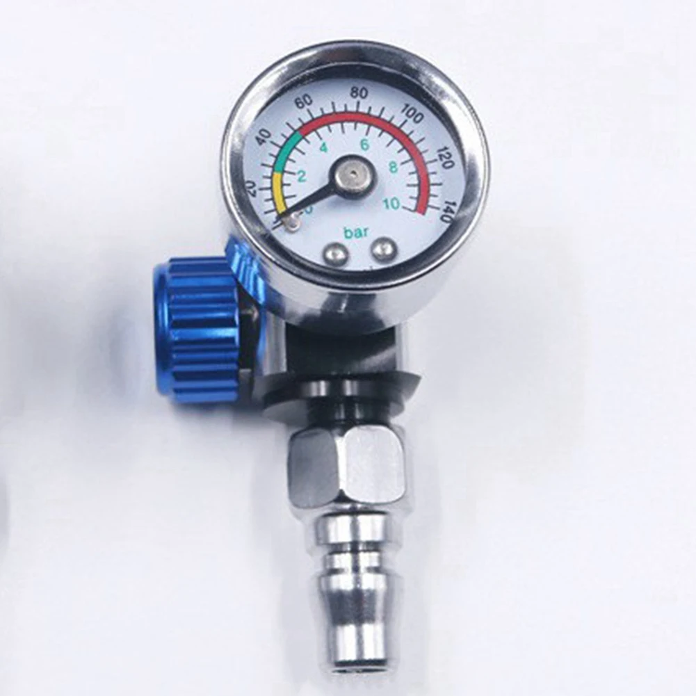 1/4 Inch Bsp Mini Air Regulator Valve Tool Durable Small Tail Pressure Gauge with Nozzle for Spray Tool