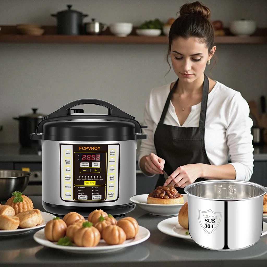 Electric Pressure Cooker 6 Qt 9-in-1 Instant Multi Cooker with Safer Venting Design Stainless Steel 304 Liner for Rice S