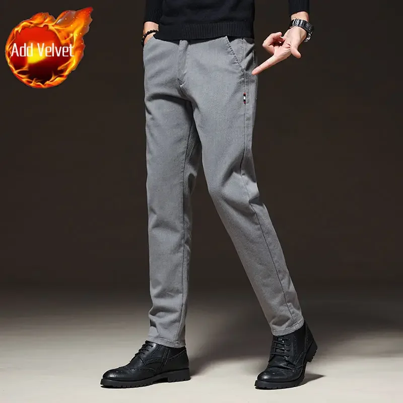 thumbnail image 1 of Pantalones holgados para hombre, rectos, de verano, holgados, informales, de algodón, para negocios, oficina, ropa barata y original, pantalones de vestir, 1 of 5