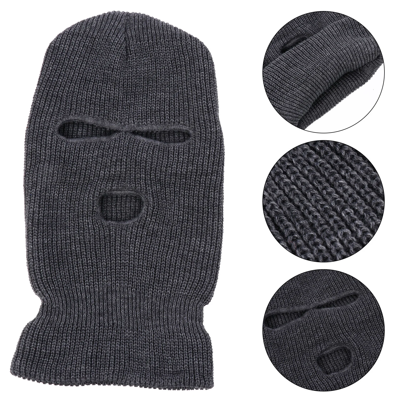 

Knitted Neck Cover Scarf 3-holes Face Cover Outdoor Warm Riding Cycling Yarn Child Neck