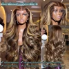 30 40 Inch 4/27 Highlight Body Wave 13x4 Human Hair Lace Frontal Wigs 250 Density Colored Ombre 13x6 HD Lace Front Wig For Women 3