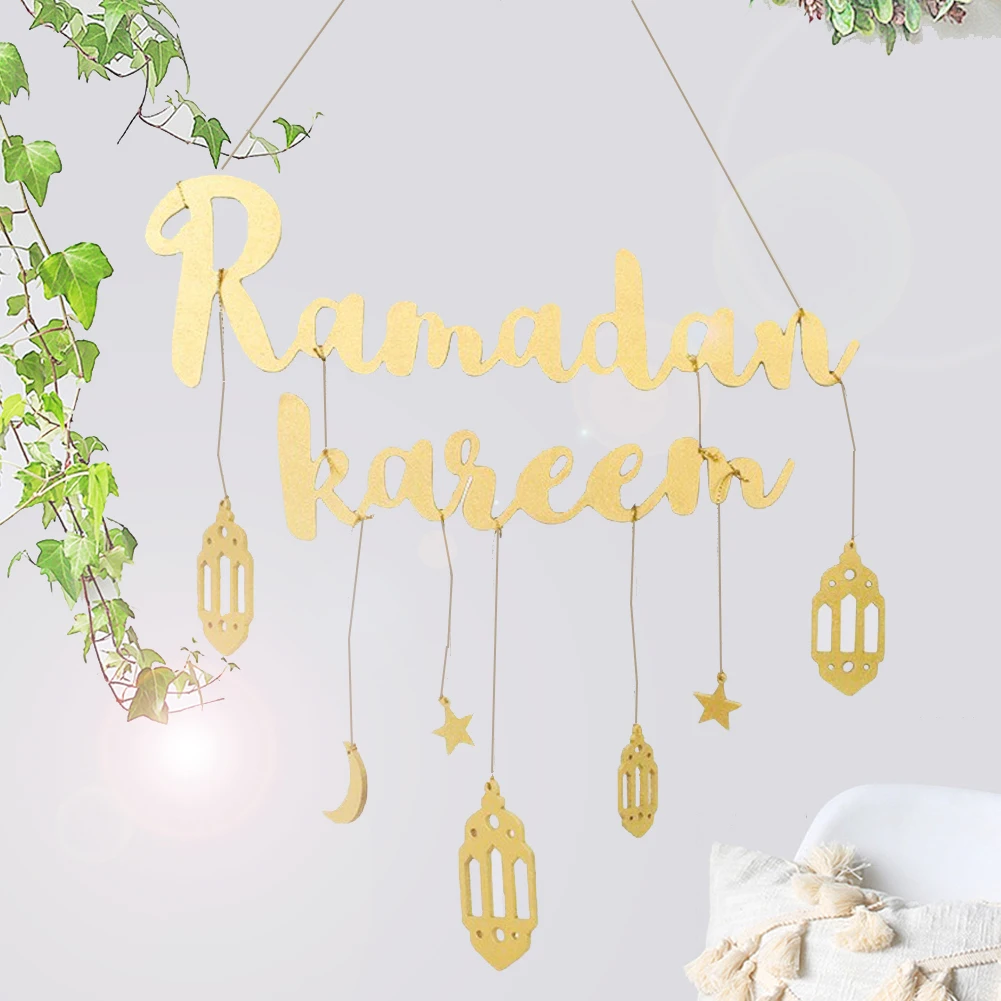 

Golden Ramadan Kareem Pendant 2023 Eid Mubarak Decor Ornaments Islamic Muslim Ramadan for Home Wall Decoration Eid Al-Fitr Aid
