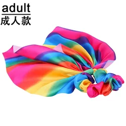 Rainbow Ribbon Bow Hair Tie and Scrunchie Set (Adult)