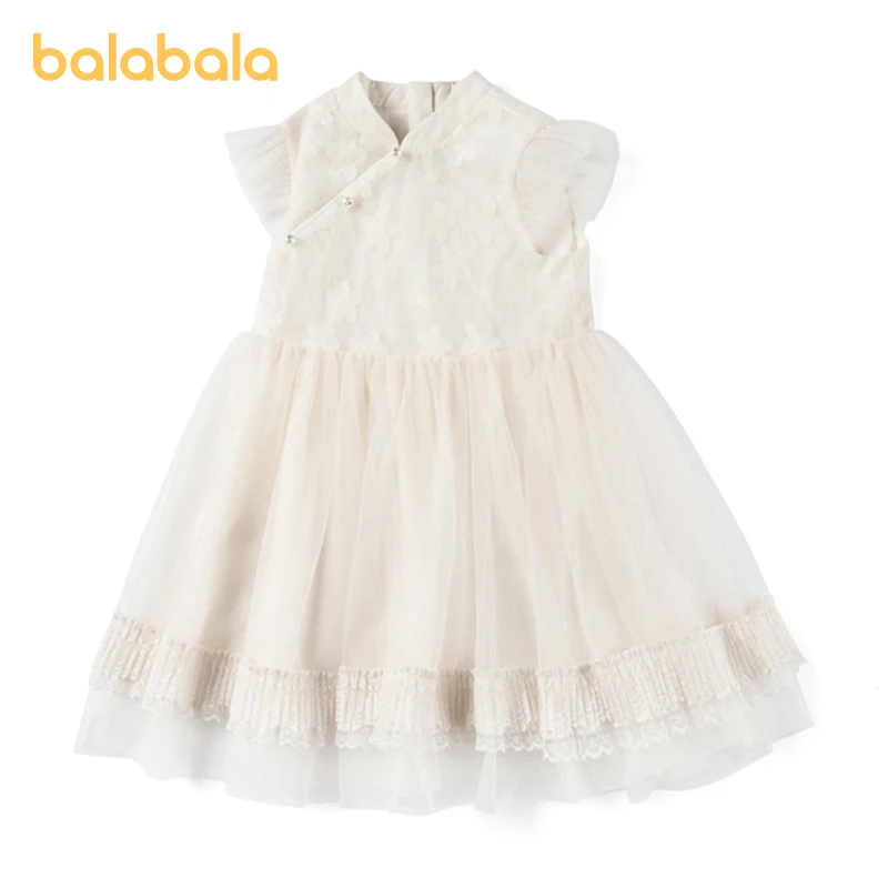 

Balabala Toddler Girl Dress Summer Fashion Mesh Cheongsam Dress