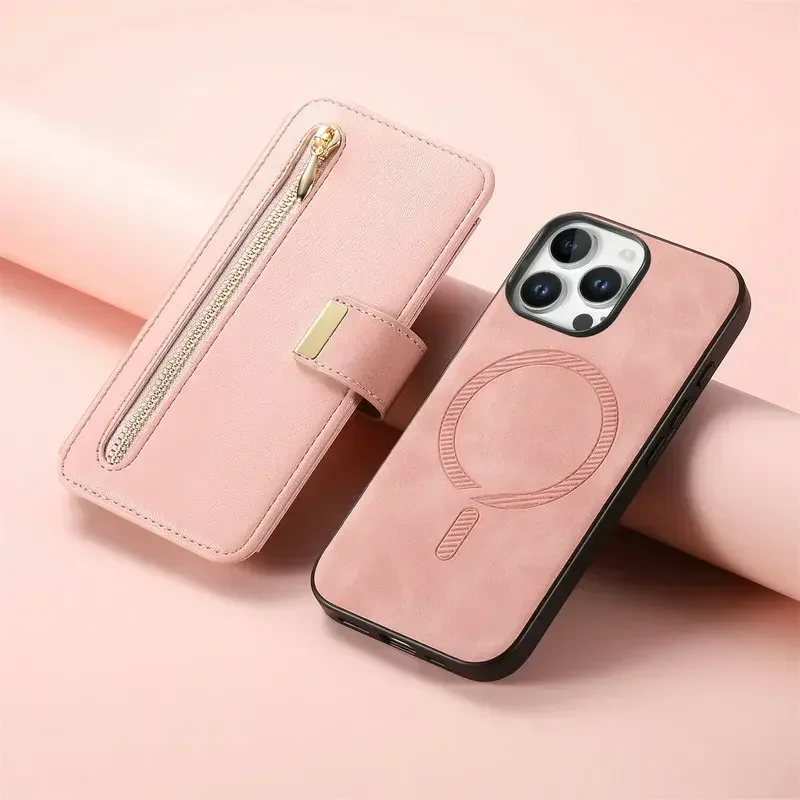 Premium Realme Leather Wallet Case - Detachable 2-in-1 Design with MagSafe Compatibility