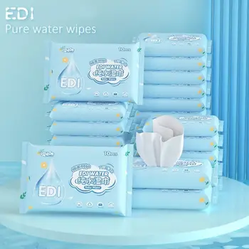 10 Pz/pacco Nuovo Spunlace Tessuto Non Tessuto Salviette Per Bambini Portatile Estraibile Strumenti Per La Cura Del Bambino EDI Acqua Pura Tessuto Acqua Usa E Getta