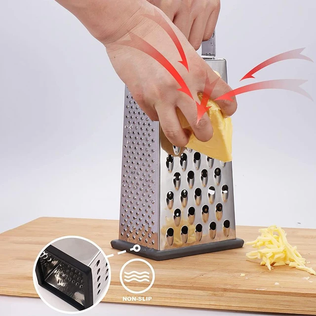 Box Grater with 4 Sides and Detachable Storage Container Stainless Steel  Potato Shredder Manual Cheese Shredder Handheld - AliExpress