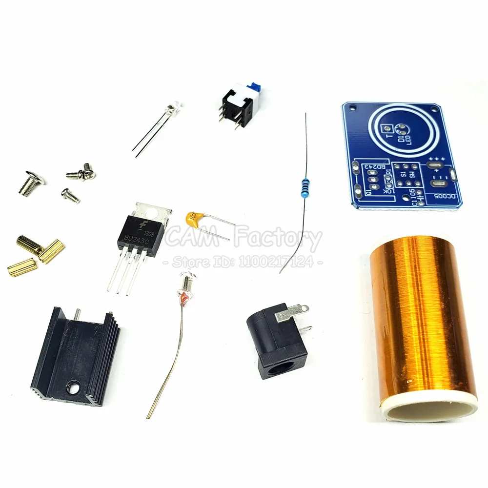 Bd243 Mini Tesla Coil Kit Magic Props Diy Parts Empty Lights Technology