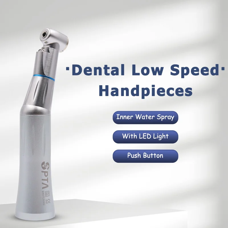 Dental Low Speed Kit 1:1 Internes Wasserspray LED Luftturbine Handstück E-Typ Druckknopf Neues Licht E-Generator Winkelstück