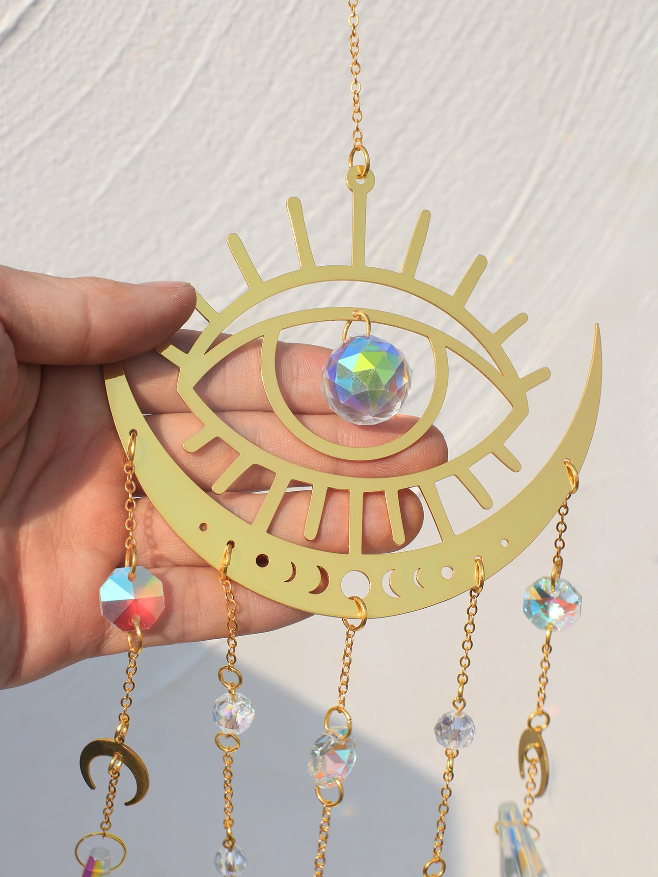 Evil Eye Crystal Sun Catcher Car Ornaments Garden Suncatchers Chakra Prisma Hanging Ornaments Window Wind Chimes Outdoor Decors