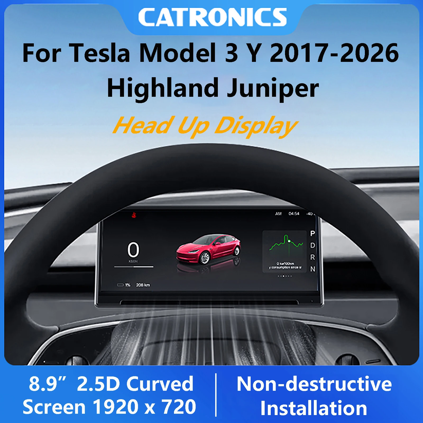 8.9" HUD for Tesla Model Y Juniper 3 Highland Display Smart Driver Screen Head U
