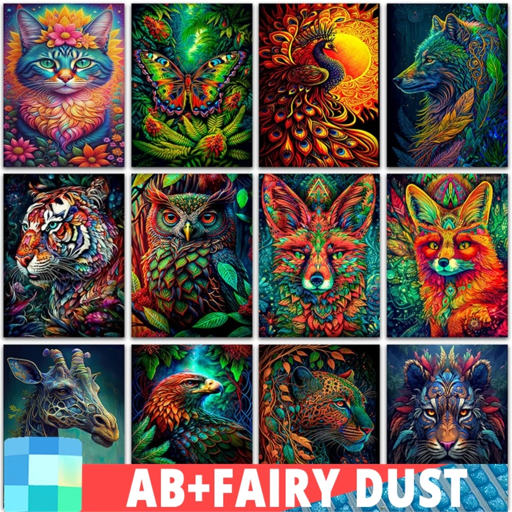 

Алмазная живопись «сделай сам» с изображением Феи пыли, красочные животные, тигр, лиса, кот, домашний декор, полноразмерная круглая мозаика, вышивка крестиком