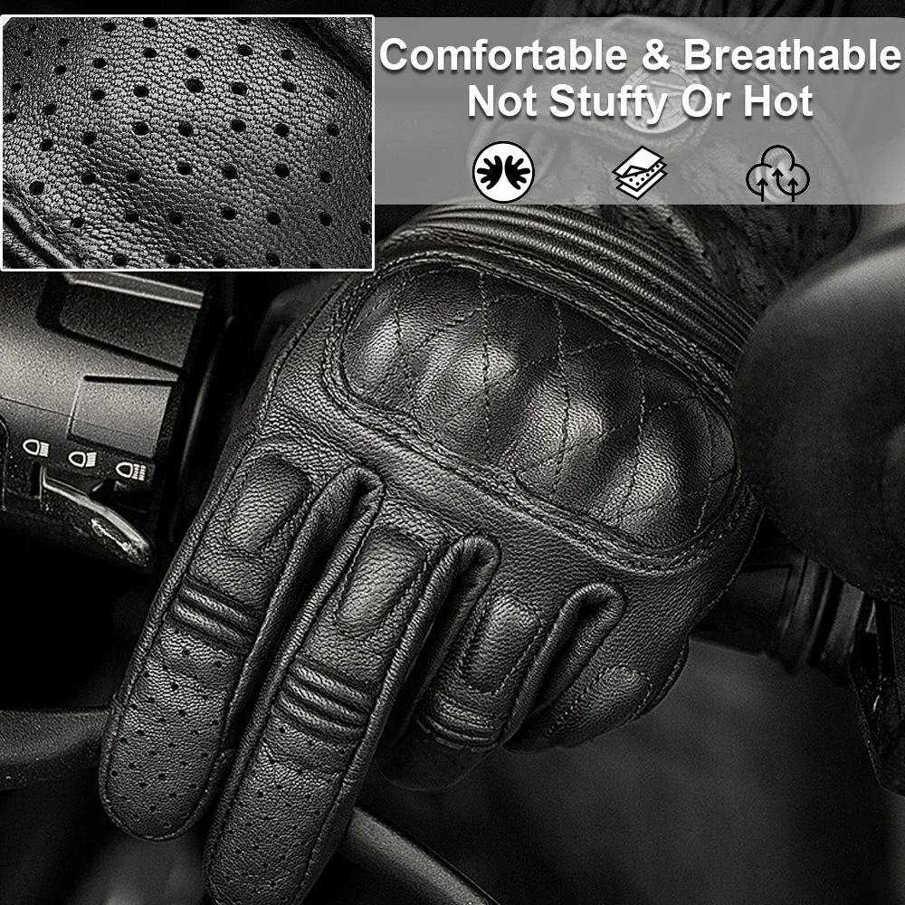 Motorcycle Gloves Finger Touchable Screen Gloves Men Women Unisex Soft PU Breathable Glove For Motobike Riding Travel Antiskid
