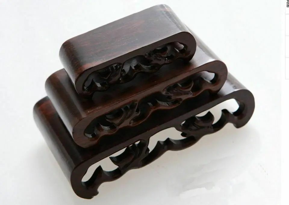 

3 pcs hard Wood Stand of Netsuke Snuff bottle Carving Display