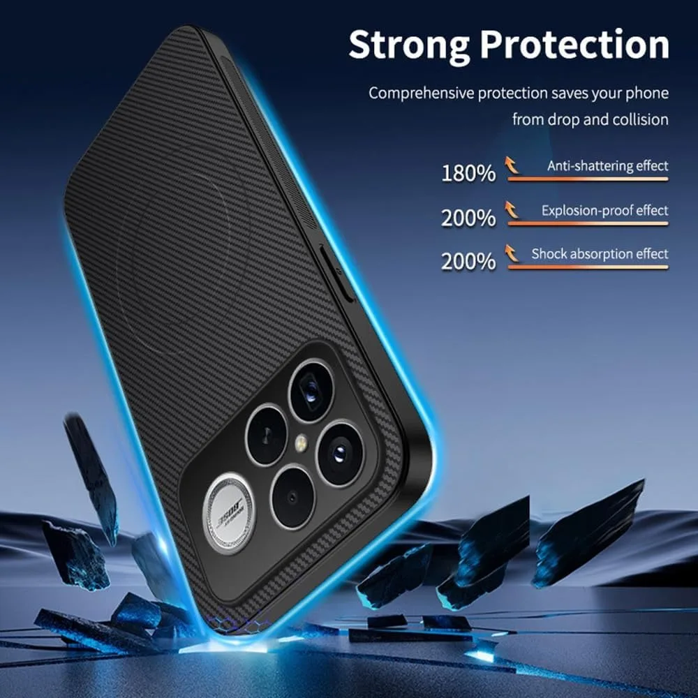 Premium Business Carbon Fiber Texture Leather Case with Magnetic Charging Protection Cover