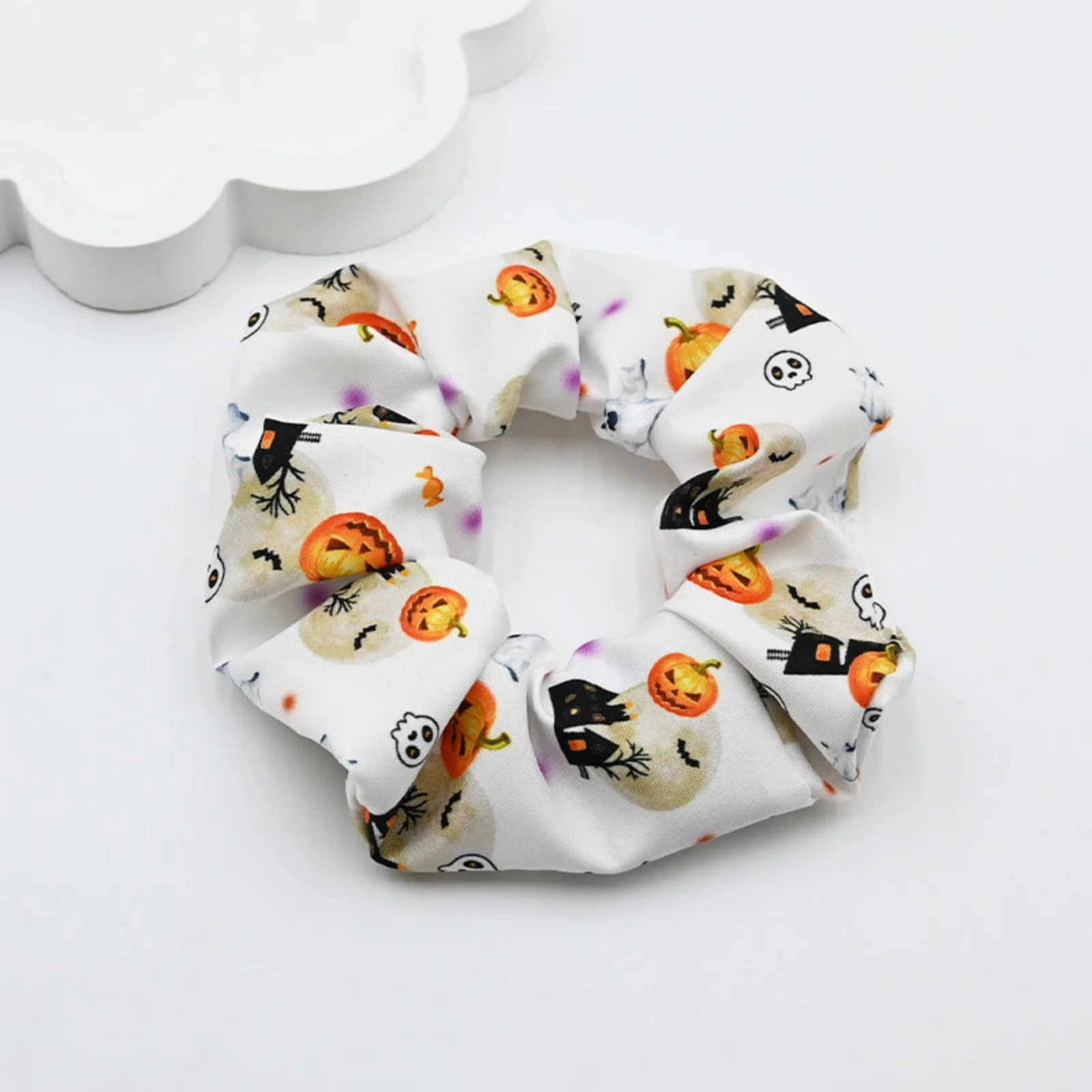 1/3PCS Halloween - Themed Scrunchies Set, 3 Pcs with Pumpkin & Ghost Prints, Cute Hair Accessories for Festive Looks
