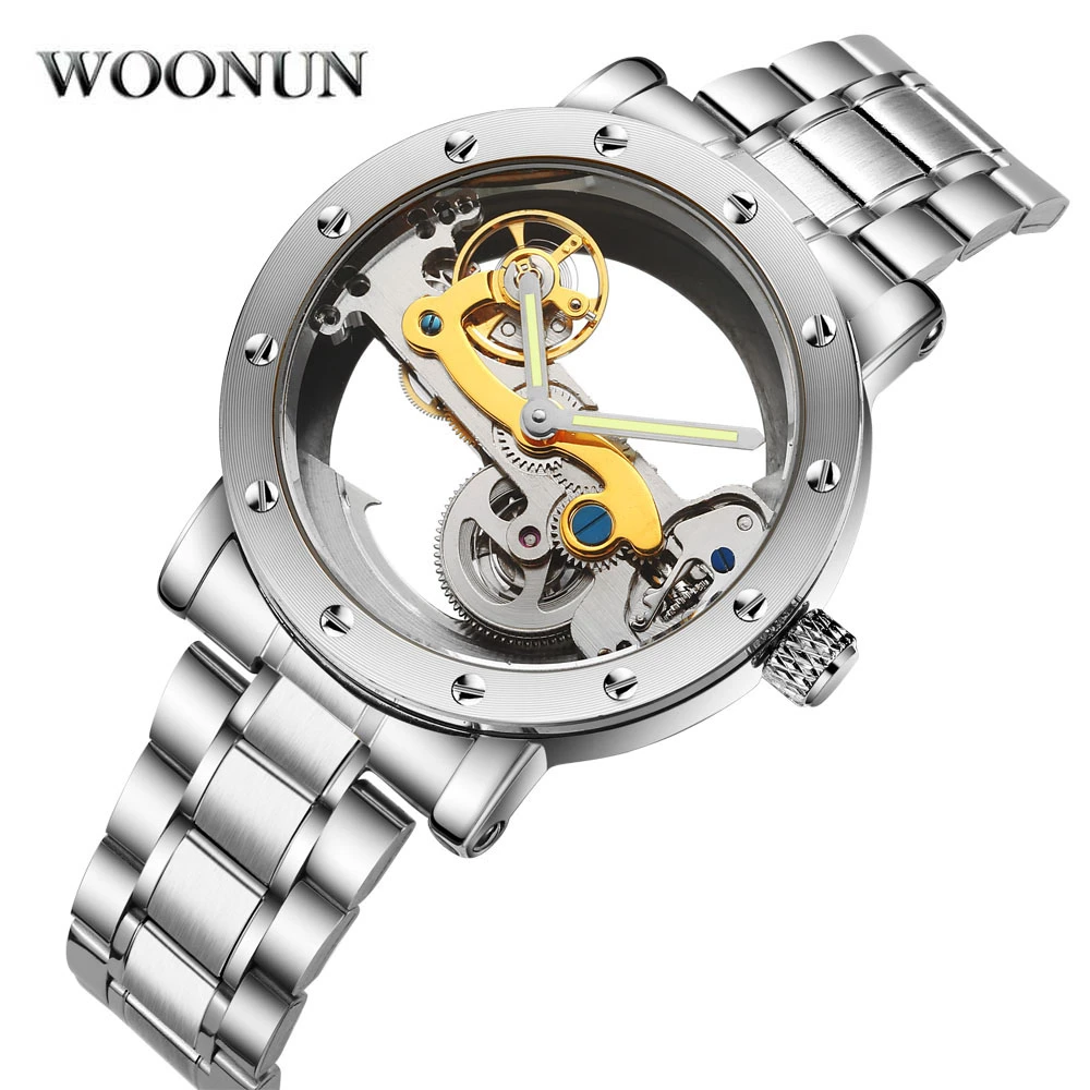 New 2020 Man Watch Luxury Mechanical Watch Men Stainless Steel Automatic Self Wind Watch Skeleton Transparent Hollow Watch