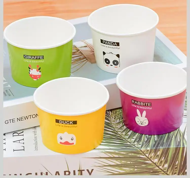 50PCS Paper Cups Birthday Party Favors Dessert Cup High Quality Cartoon Ice Cream Bowl 100ml Small Round Disposable