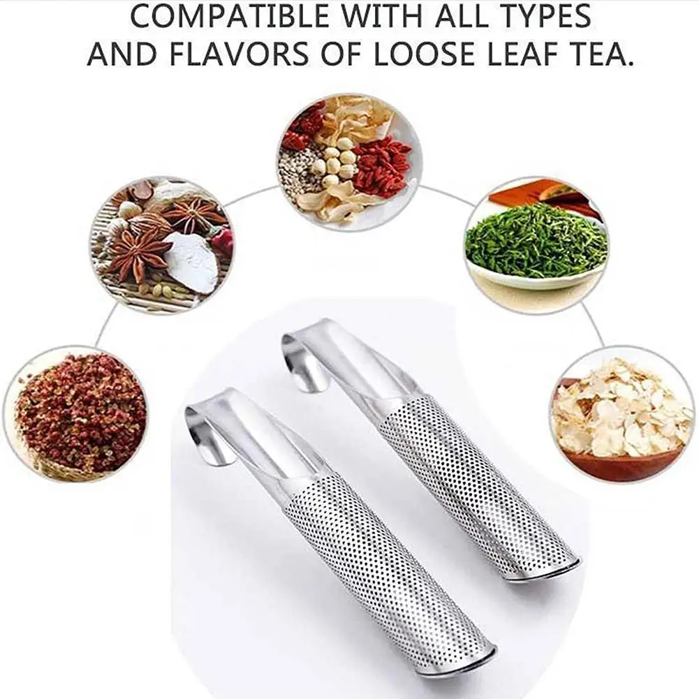 

New Stainless Steel Hanging Pipe Type Tea Strainer Fine Mesh Screen Tea Filter Stick Reusable Portable Stylish Tea Making Tool