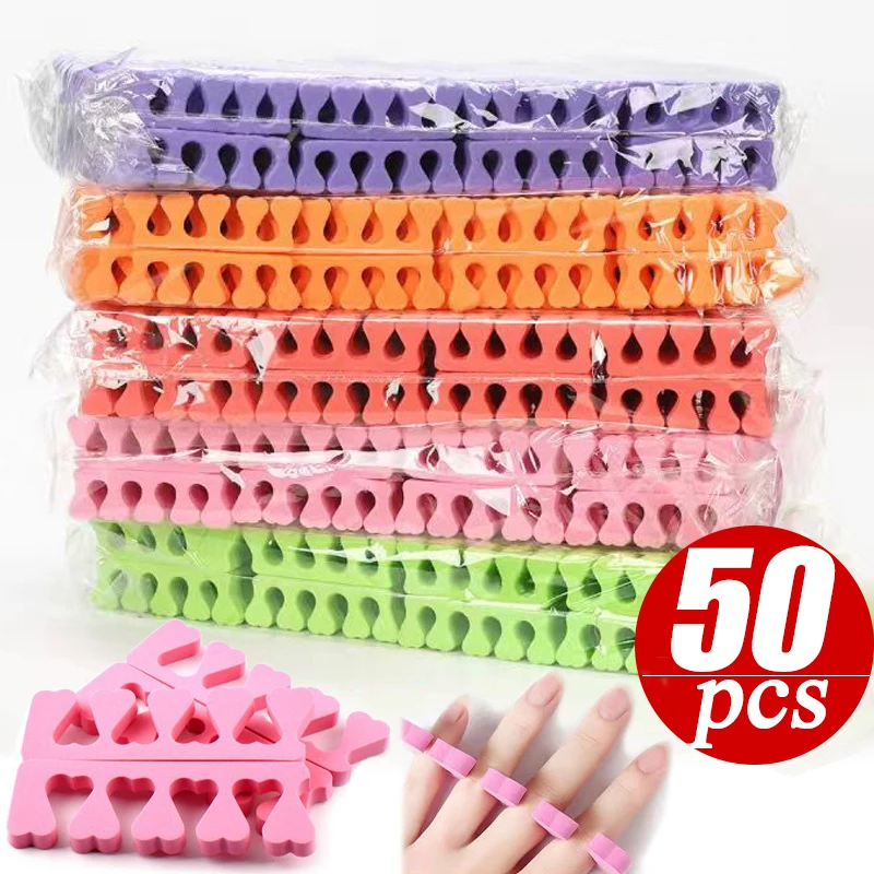 10/50pcs Sponge Finger Toe Separators Foot Care Manicure Pedicure Compressed Soft Gel UV Beauty Pack Nail Art Tools