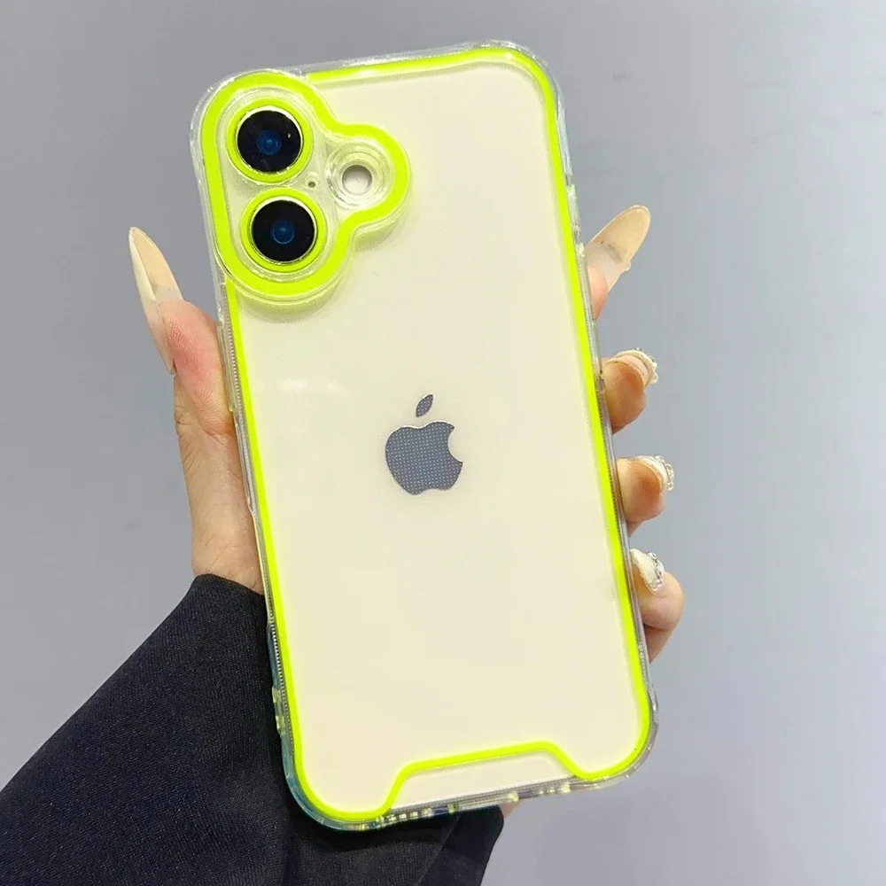 Luminous Neon Fluorescent Clear Phone Case with Camera Protection & Soft Shockproof Cover