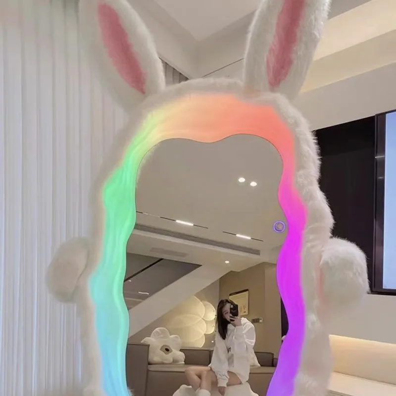 Large Full Body Mirror With Lights Aesthetic Design Rabbit Funky Luxury Mirror Apartment Unique