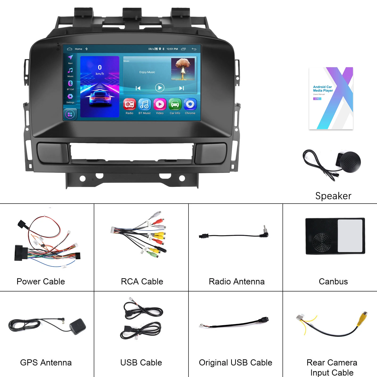 Podofo 2Din Carplay Autoradio für Buick Excelle 2010-2014 Opel Astra J 2011-2012 Android Auto GPS WLAN Mirror Link Auto-Audio – Detail 4