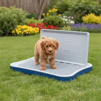 Toilette per Addestramento Cani Antispruzzo, Vaschetta per Cuccioli Smontabile e Impermeabile, Lettiera per Cani in Plastica Antiscivolo