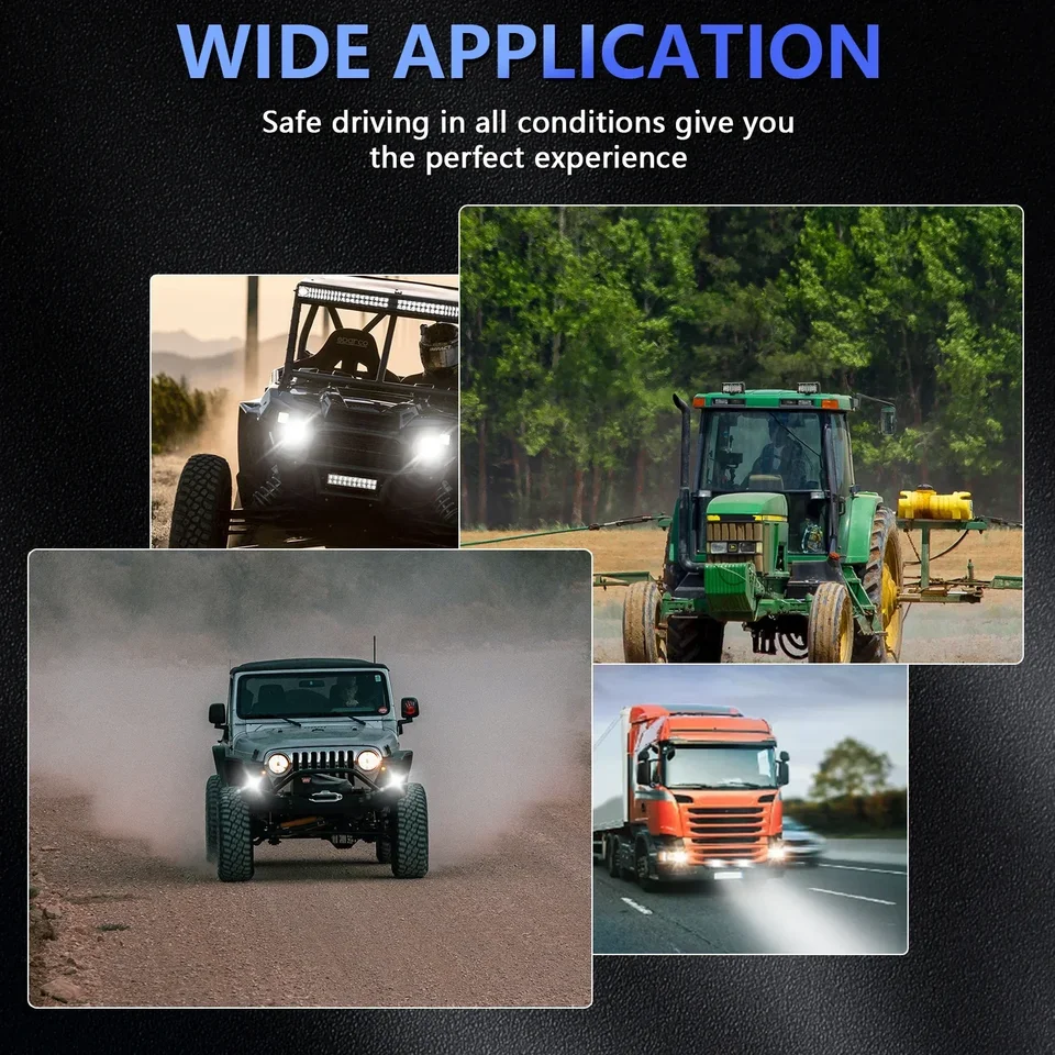 Phares 4x4 Suv Phares De Travail LED 12V/24V - Lot De 2 Projecteurs 25W IP66 - Éclairage Puissant 1500LM Pour 4x4, Camping-car, Bateau Led Auto